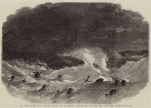 Het wrak van de Royal Charter aan de kust van Anglesea, nabij Moelfre vijf mijl van de Point Lynas vuurtoren